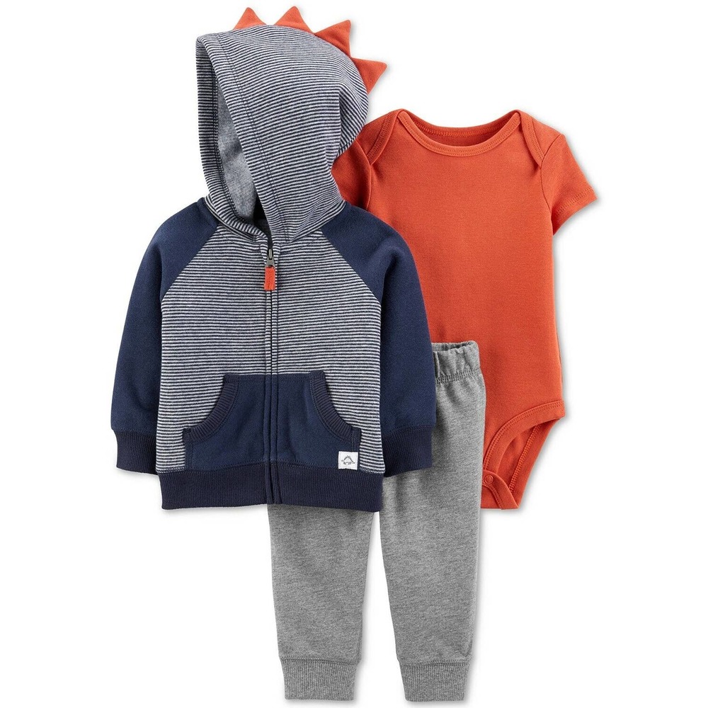 Carter's Baby Boys 3-Pc. Dino Spike Hoodie Jacket Set - Newborn - Multicolor